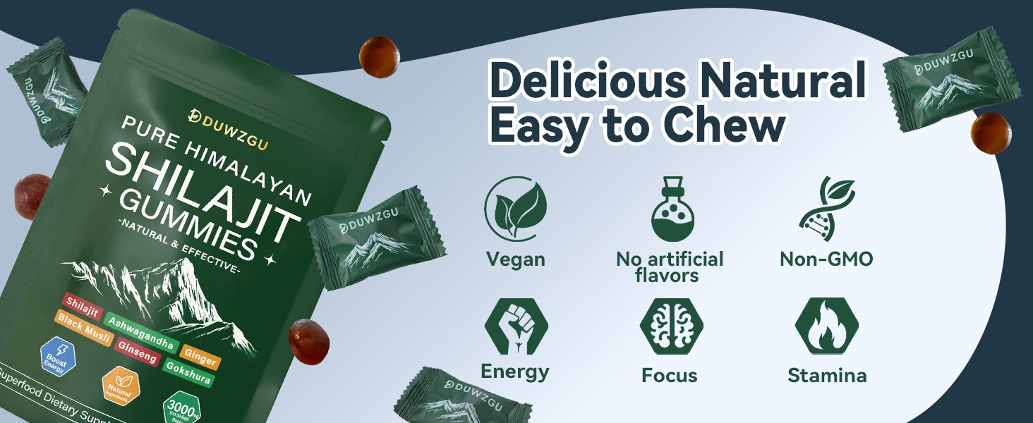 duwzgu pure himalayan shilajit gummies (60 count)