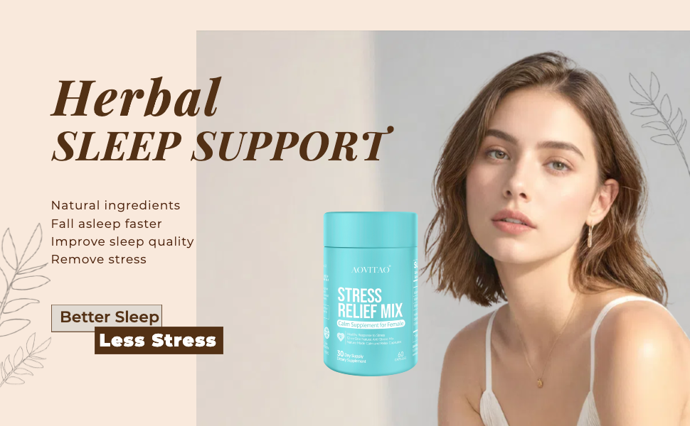 aovitao stress relief mix calm supplement for female(60 capsule)
