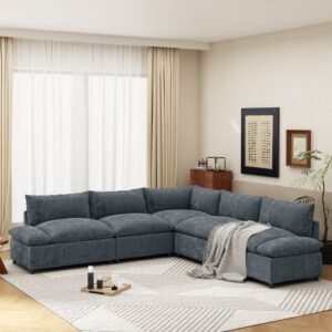 115.5” Deep Gray Sectional Sofa – Plush, Spacious & Versatile