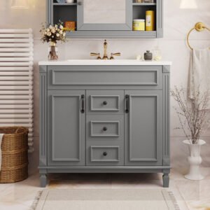 36” Modern Bathroom Vanity with Top & Sink – Storage Cabinet with Soft-Closing Doors & Drawers