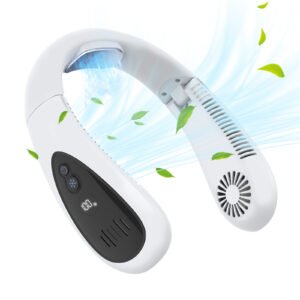 Portable Cooling USB Neck Fan – Foldable Hands-Free Mini Fan with 3 Speed Settings, Rechargeable Brushless Motor, Quiet Design